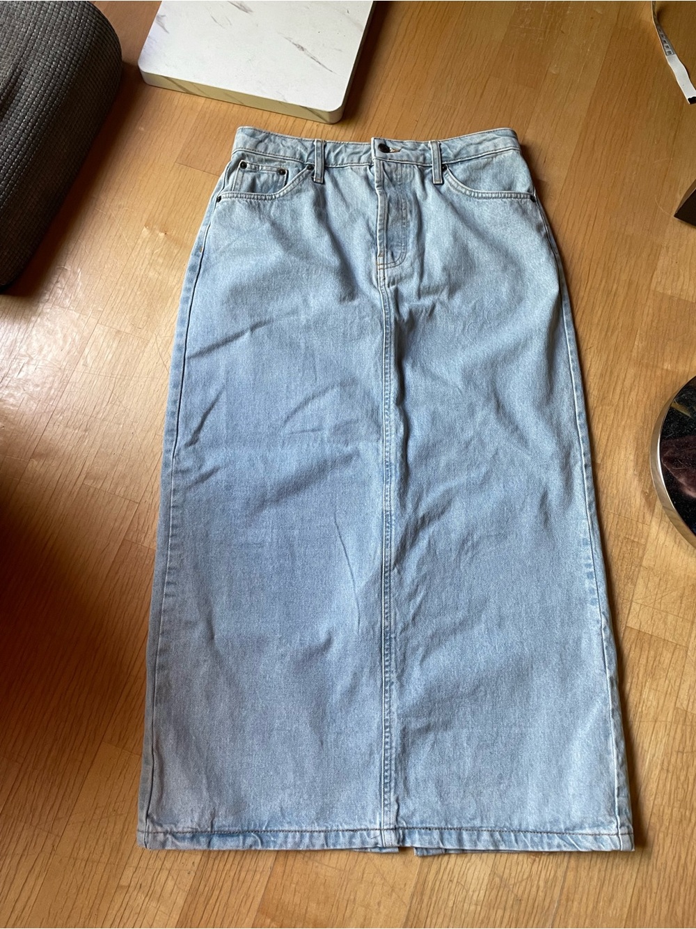 Topshop Light Blue Denim Maxi Skirt